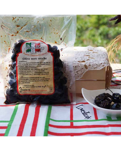 Olive nere secche condite piccanti